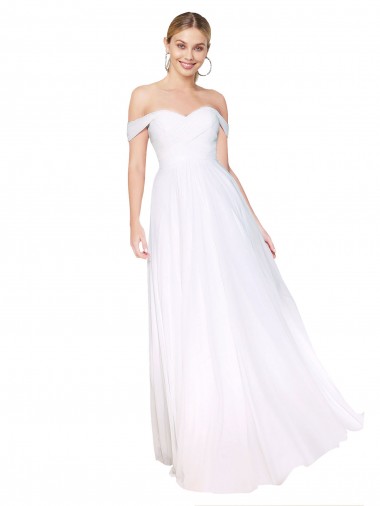 Affordable Off the Shoulder Long Full Length Chiffon Prom Dress Canada