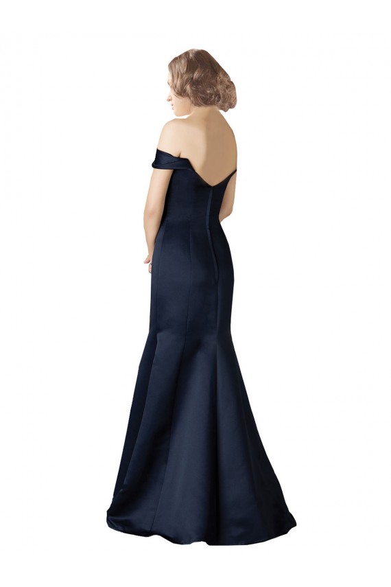 Affordable Fit and Flare Satin Prom Dress with Off the Shoulder Neckline Canada