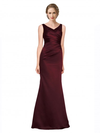 Affordable Figure Shaping Satin Prom Dress with Structured Pleats Canada