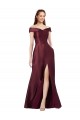 Affordable Long Off the Shoulder Satin Prom Dress with Thigh-high Slit Canada