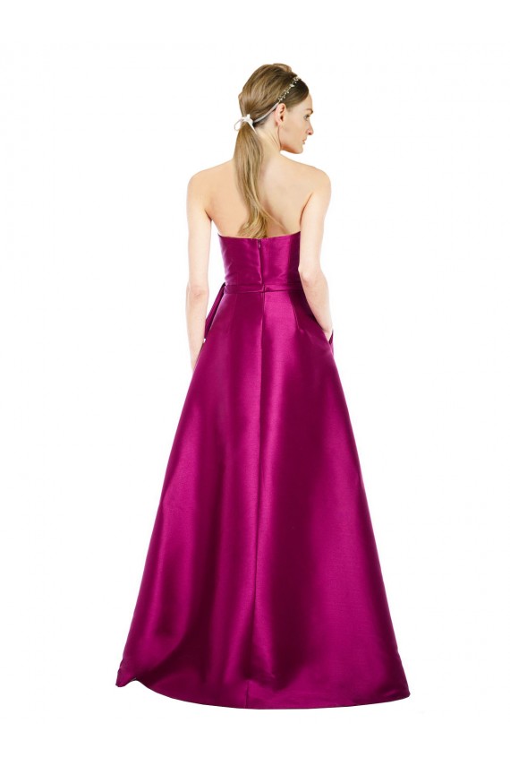 Affordable Sleeveless V-Neck Long Satin Prom Dress with Bow Waist Canada