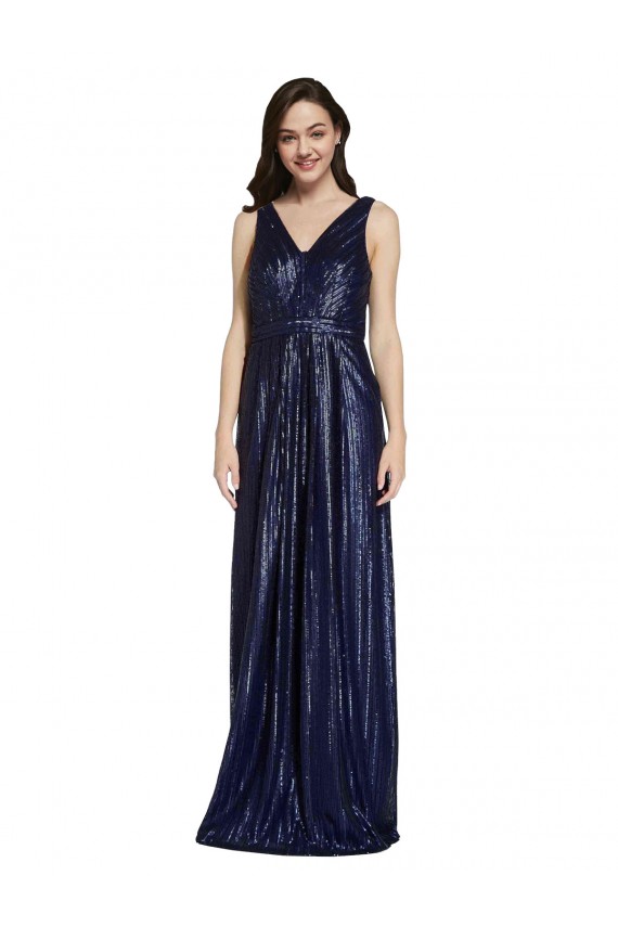 Affordable Long V-Neck Sparking Sequin Prom Dress with Low V-Back Canada