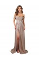 Affordable Strapless Scoop Neck Off the Shoulder Long Sequin Prom Dress with High Slit Canada