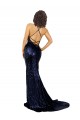 Affordable Mermaid V-Neck Low Back Long Sequin Prom Dress Canada