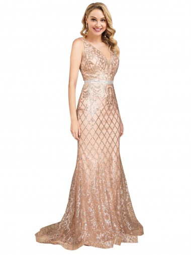 Affordable Sleek Long Mermaid Sparkling Sequin Prom Dress Canada