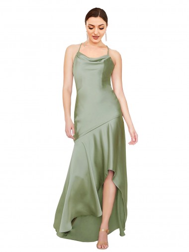 Affordable Silky Satin Prom Dress with Bias Cut Skirt Canada