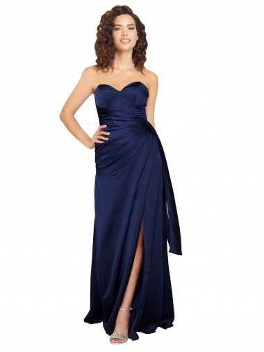 Affordable Floor Length Wrap Skirt Silky Satin Prom Dress Canada