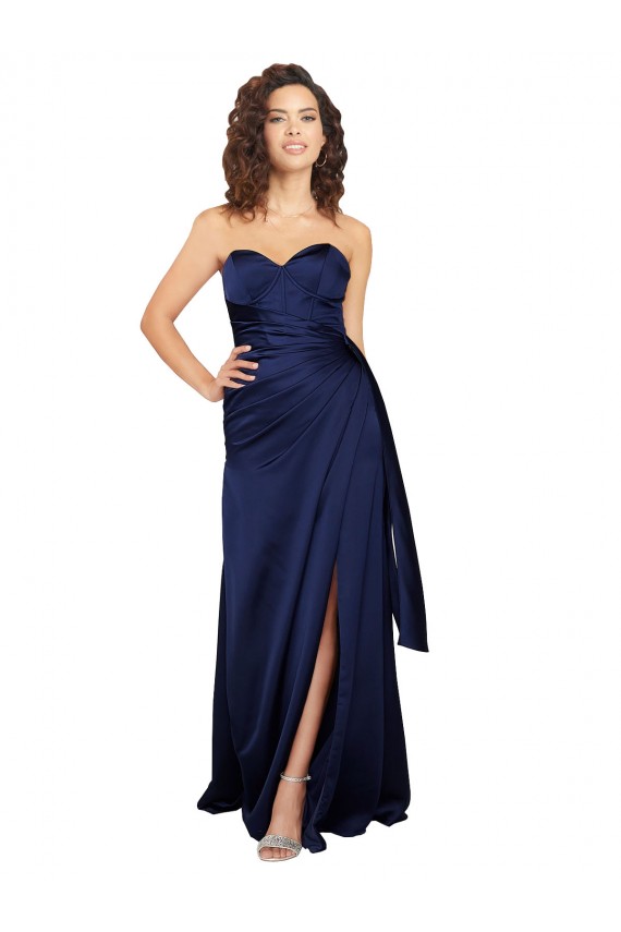 Affordable Floor Length Wrap Skirt Silky Satin Prom Dress Canada