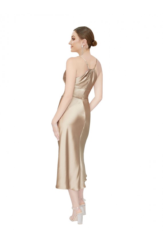 Affordable Empire Waist Silky Satin Midi Length Cocktail Dress / Prom Dress Canada