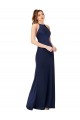 Affordable High Neck Satin Prom Dress with Strappy Back Canada