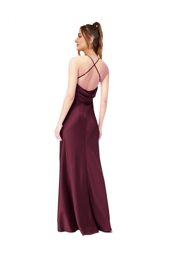 Affordable Cowl Back V-Neck Silky Satin Prom Dress Canada