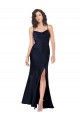 Affordable Draped Cowl Neck Silky Satin Prom Dress with Skirt Slit Canada