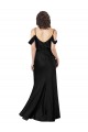 Affordable Off the Shoulder Sleeves Silky Satin Prom Dress with Skirt Slit Canada