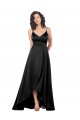 Affordable High Low V-Neckline Silky Satin Tulip Prom Dress with Wrap Skirt Canada