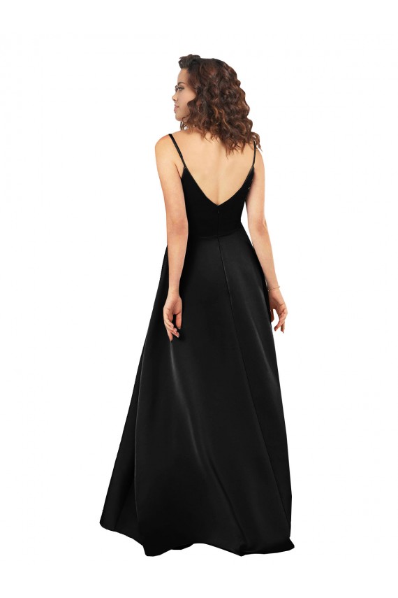 Affordable High Low V-Neckline Silky Satin Tulip Prom Dress with Wrap Skirt Canada