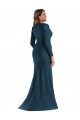 Affordable Long Sleeves Draped Wrap Silky Satin Mermaid Prom Dress with Front Slit Canada