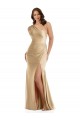 Affordable One Shoulder Asymmetrical Cowl Back Silky Satin Mermaid Prom Dress Canada