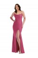 Affordable Cowl-Neck Open Tie-Back Silky Satin Mermaid Prom Dress with Frong Slit Canada