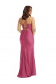 Affordable Cowl-Neck Open Tie-Back Silky Satin Mermaid Prom Dress with Frong Slit Canada