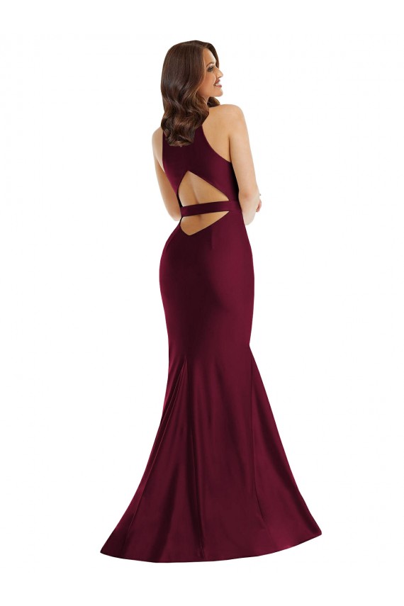 Affordable Plunge Neckline Cutout Low Back Silky Satin Mermaid Prom Dress Canada