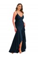 Affordable Pleated Wrap Ruffled High Low Silky Satin Prom Dress Canada