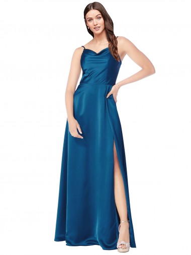 Affordable Cowl Neck Salky Satin Prom Dress Canada