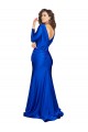 Affordable Deep V-Neck Long Sleeves Silky Satin Prom Dress Canada