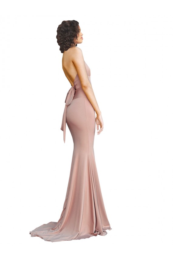 Affordable Deep V-Neck Mermaid Low Back Long Spandex Prom Dress Canada