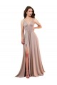 Affordable Long A-Line Plunge V-Neckline Spandex Prom Dress with Slit Canada