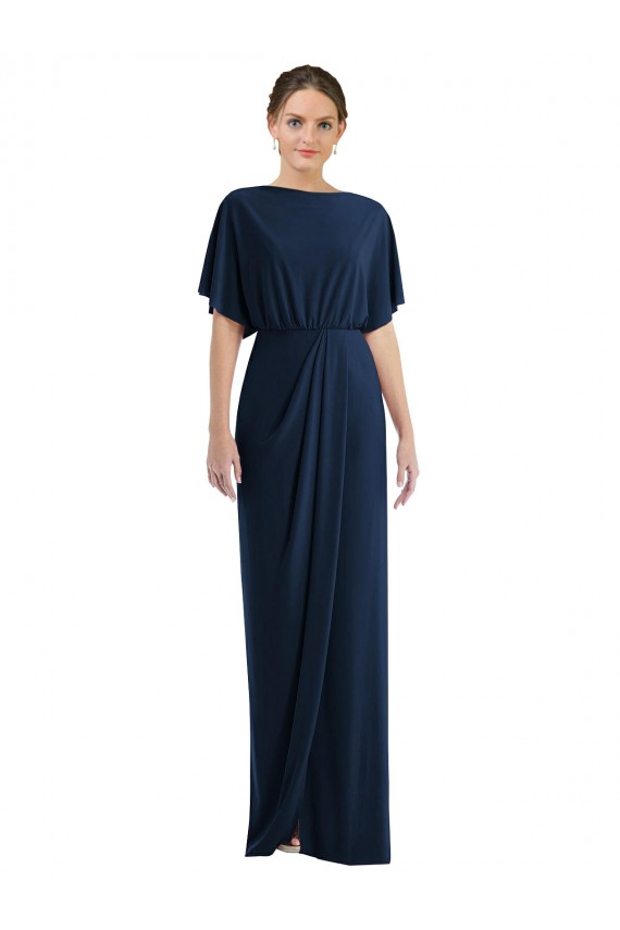 Affordable Open Back Short Sleeves Draped Tulip Skirt Maxi Spandex Prom Dress Canada