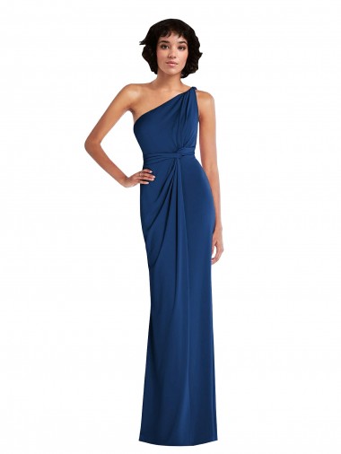 Affordable Grecian Inspired One Shoulder Twist Draped Maxi Spandex Prom Dress Canada