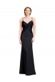 Affordable Long Chiffon Prom Dress with Lace Bodice and Curved V-Neckline Canada