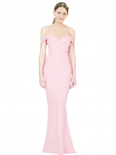 Affordable Full Length Off the Shoulder Prom Dress with Twist Front Canada