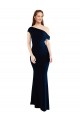 Affordable Draped Off the Shoulder Fitted Crepe Prom Dress Canada