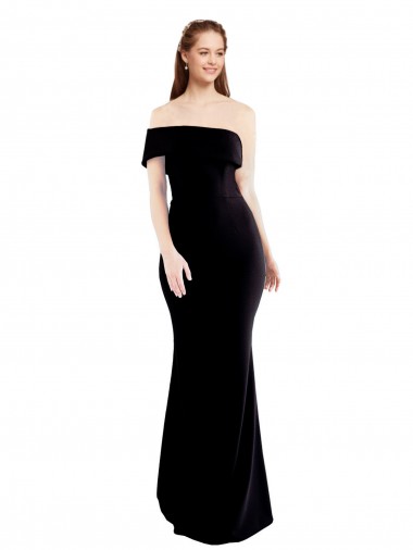 Affordable Asymmetrical Draped Off the Shoulder Banded Crepe Prom Dress Canada