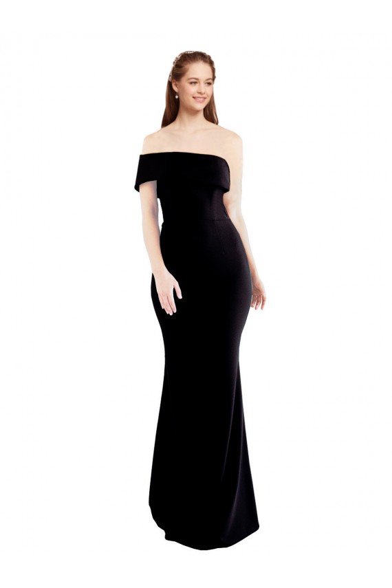 Affordable Asymmetrical Draped Off the Shoulder Banded Crepe Prom Dress Canada