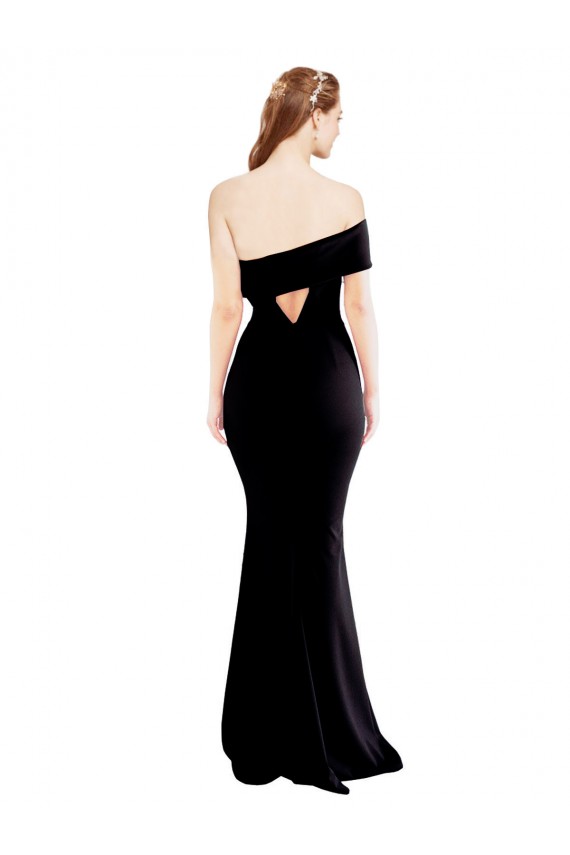 Affordable Asymmetrical Draped Off the Shoulder Banded Crepe Prom Dress Canada