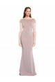 Affordable Boat Neck Cap Sleeve Crepe Prom Dress with Plunging Tie Back Canada