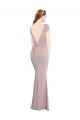 Affordable Boat Neck Cap Sleeve Crepe Prom Dress with Plunging Tie Back Canada