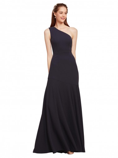 Affordable Fit and Flare Crepe Prom Dress with One Shoulder Canada