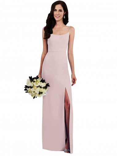 Affordable Spaghetti Strap V Back Crepe Prom Dress with Front Slit Canada