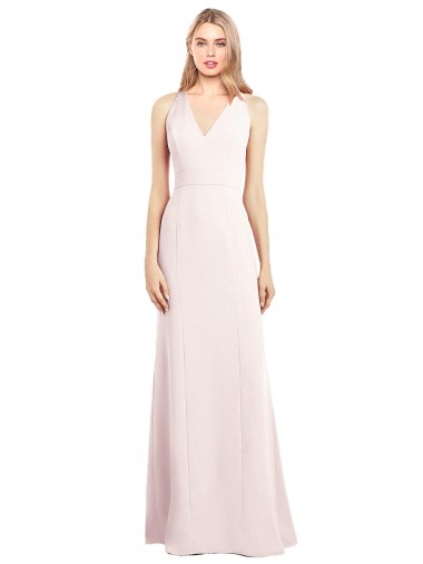 Affordable V-Neck Keyhole Back Crepe Trumpet Prom Dress Canada