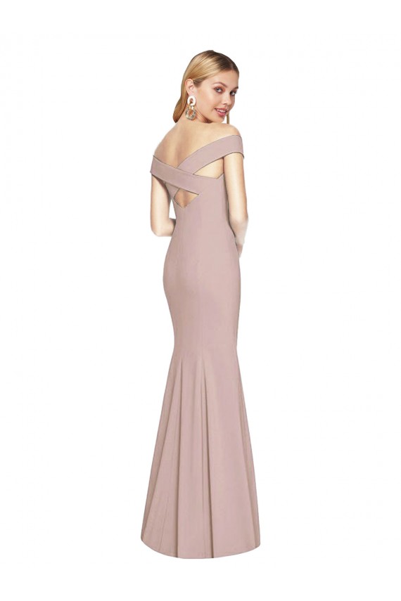 Affordable Off the Shoulder Criss Cross Back Trumpet Prom Dress Canada