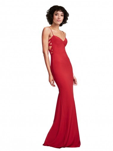 Affordable Spaghetti Strap Slip Neckline Crepe Prom Dress Canada