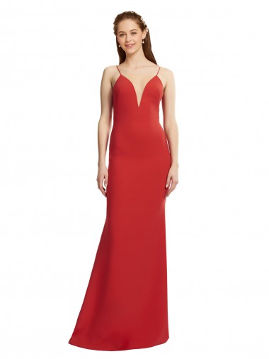 Affordable Mermaid Plunging V-Neck Crepe Prom Dress with Wide Open Back Canada