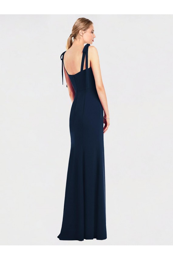 Affordable Flat Tie Shoulder Crepe Trumpet Prom Dress with Front Slit Canada