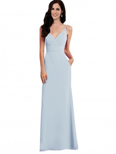 Affordable V Back Spaghetti Strap Maxi Prom Dress with Pockets Canada