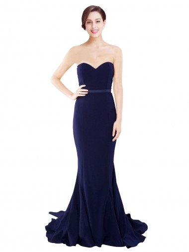 Affordable Strapless Sweetheart Neckline Crepe Prom Dress with Satin Waistband Canada