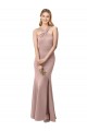 Affordable Long Floor Length High Neck Fit and Flare Stretch Crepe Prom Dress with Side Slit Canada