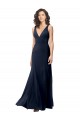 Affordable Classic V-Neck Long Stretch Crepe Prom Dress with V-Back Canada